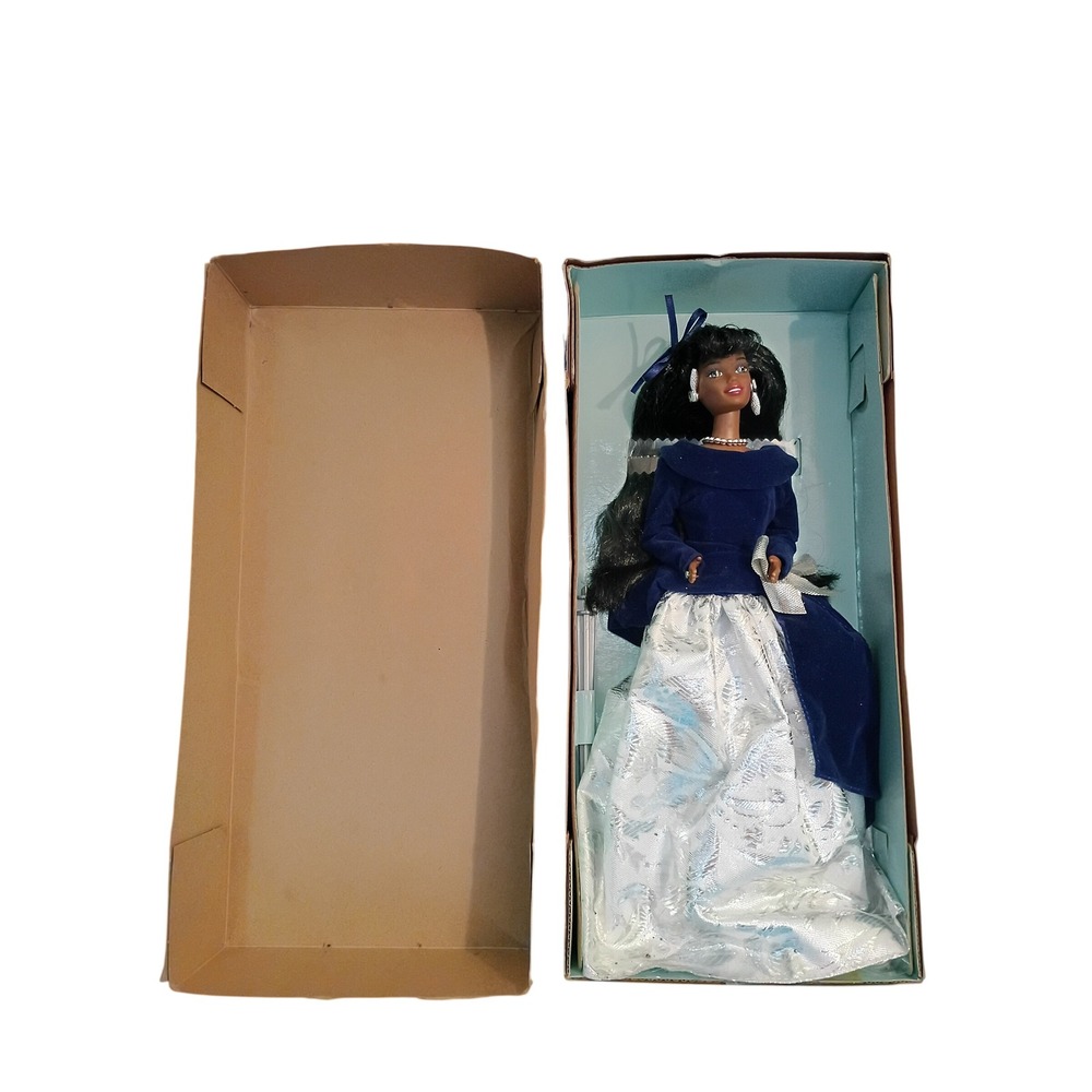 1995 Winter Velvet Barbie Avon Special Edition African American Doll 15587 Navy